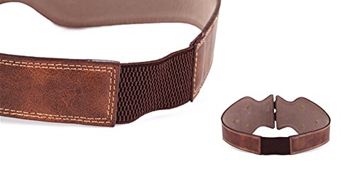 ICSTH Womens Obi Belt Vintage PU Leather Elastic Waist Belt Fashion Wide Belts (92CM) - Thumbnail 4