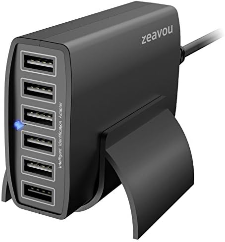 Charging Station, Zeavou (60W 12A 6-Port) Multiple USB Charger for Apple iPhone / iPad, Tablets, Samsung Galaxy, HTC, and Many Other Smartphones and Portables - Black