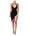 YS.DAMAI Women's Sexy Deep V Neck Sleeveless Spaghetti Strap Bodycon Wrap Dress Front Slit Bandage Midi Club Dress(Black,M)