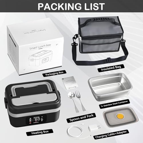 TECKZOON Portable Electric Lunch Box, Rechargeable Self-Warming Wireless Lunch Box, 1L Adult Bento Lunch Boxes with Scheduled Warming, Food Lunch Boxes for On-the-Go Meals