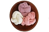 Newborn Photography Prop Stretch Wraps, DIY Infant Photos, Baby Photo Blanket Prop, Multiple Colors for boys and girls by Lakeson & Co. (Creamy White)