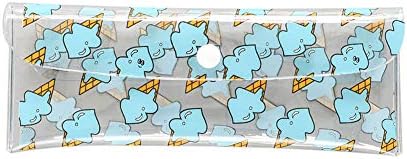 Tonpot Pencil Pouch PVC Lovely Transparent Print Pencil Case Students Stationaries Bag Cosmetic Pouch Durable Size 7.7cm*21cm (Ice Cream)