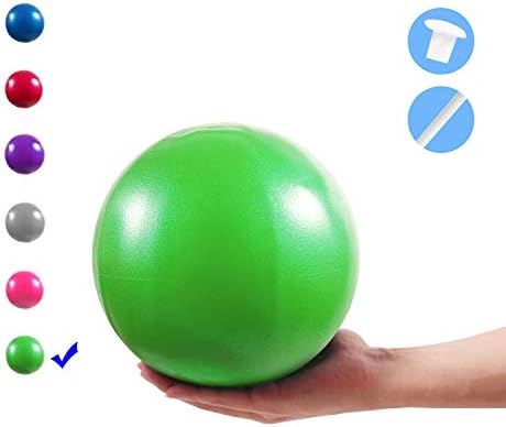 Vaupan Mini Exercise Ball, 9 Inch Small Gym Ball with Inflatable Straw for Yoga, Pilates, Stability, Barre, Physical Therapy, Stretching and Core Training, Improves Balance, Strength