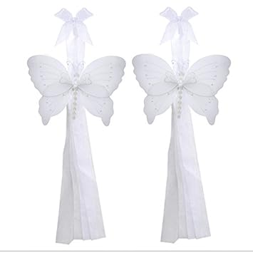 Amazon Com Butterfly Curtain Tiebacks White Crystal Nylon