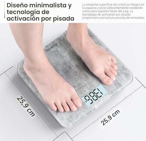 Peso Baño, Alta Precisión, Pantalla LED, Tecnología Step-On