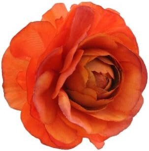 VIVAZ Silk Floral Napkin Ring, Ranunculus, Orange, Set of 12