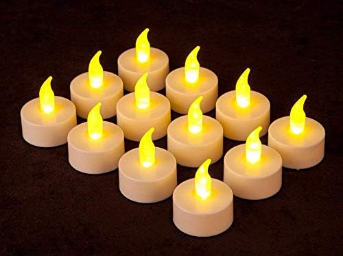 MIRADH Flameless LED Tea Light Candles, Realistic & Bright, Naturally Light, Battery Powered Candles, Unscented Tealights (Pack of 12)