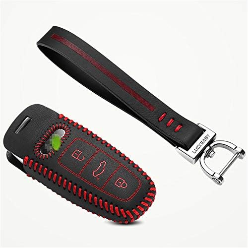 LUCKEASY Remote Car Key Cover for Audi A6L A7 A8 Q8 2018 2019 Key Case Bag Wallet Holder Red 2