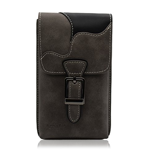 Retro Premium PU Leather Belt Loop Holster Buckle Pouch Sleeve Men Carrying Case Wallet for iPhone 8 Plus/X,Galaxy Note 8/S7 Edge,HTC ONE X9,Huawei Mate10 Pro/Hornor 8,Sony Z5,LG V10 (Grey)