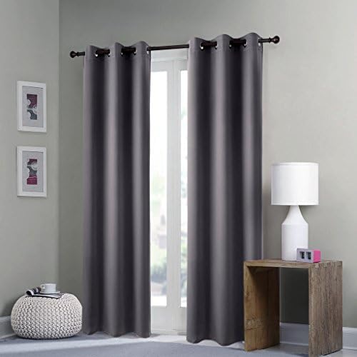GIAERD Blackout Room Darkening Bedroom Curtains Panels,Solid Grommet Window Treatment Drapes for Sliding Glass Door W42 X W84 Inches(1 Pair,Grey)