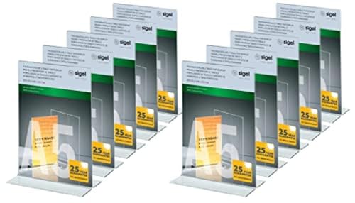Sigel 1.8mm A5 Acrylic Table-Top Display Upright Frame - Clear, pack of 10
