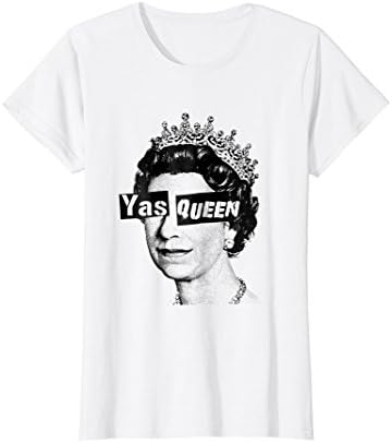 Womens Yas Queen Elizabeth Of England London Funny LGBT Shirts Medium White