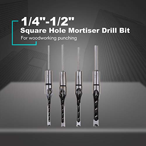 Universal Tool,Square Hole Mortiser Drill Bit Hole Drill Guide Positioner Mortising Chisel Drill for DIY Woodworking Electric Drill Tools - Thumbnail 3