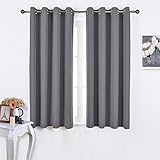 NICETOWN Blackout Curtains Panels for Bedroom - Window Treatment Thermal Insulated Solid Grommet Blackout Drapes for Living Room (Set of 2 Panels, 52 by 45 Inch, Grey)