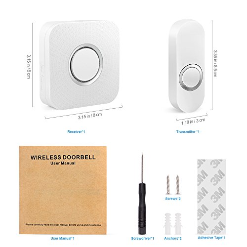 Bitiwend Wireless Doorbell, Long Range Doorbell for Home with 1000-feet Range, 52 Chimes Optional, 4 Level Volume, LED Indicator,Waterproof Doorbells (1 Receiver & 1 Push Button)