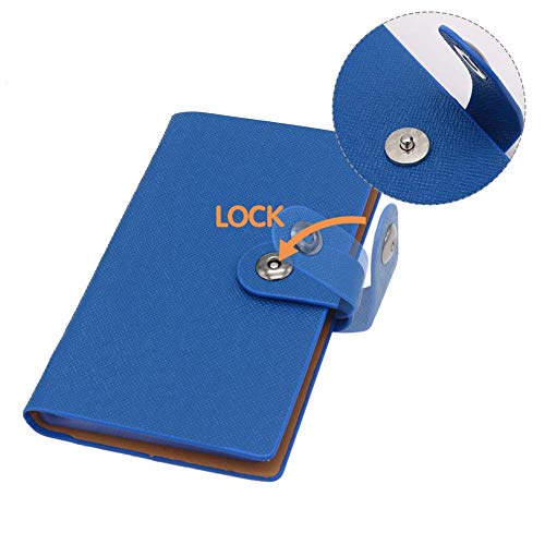 LOYMR 300 Cards PU Leather Business Name Card Books Office Business Card Holder Credit Cards Organizer (Blue) - Thumbnail 3