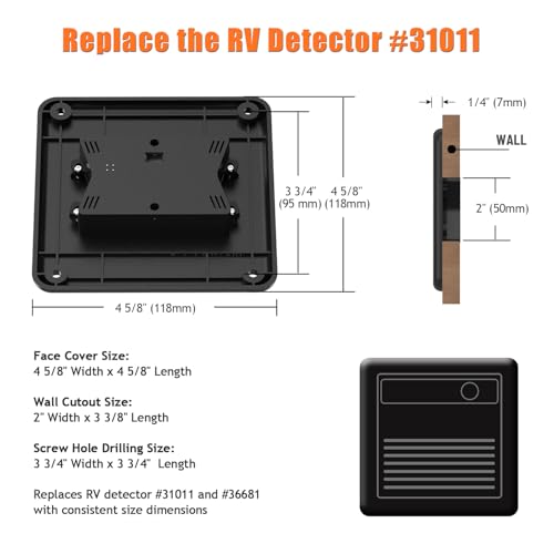 RV C0 and Propane Detector, Replacement for Old Detector #31011, TIDOOS 2 in 1 C0/LP Gas Monitor with Digital Display, DC 12V, Flush Mount, Black