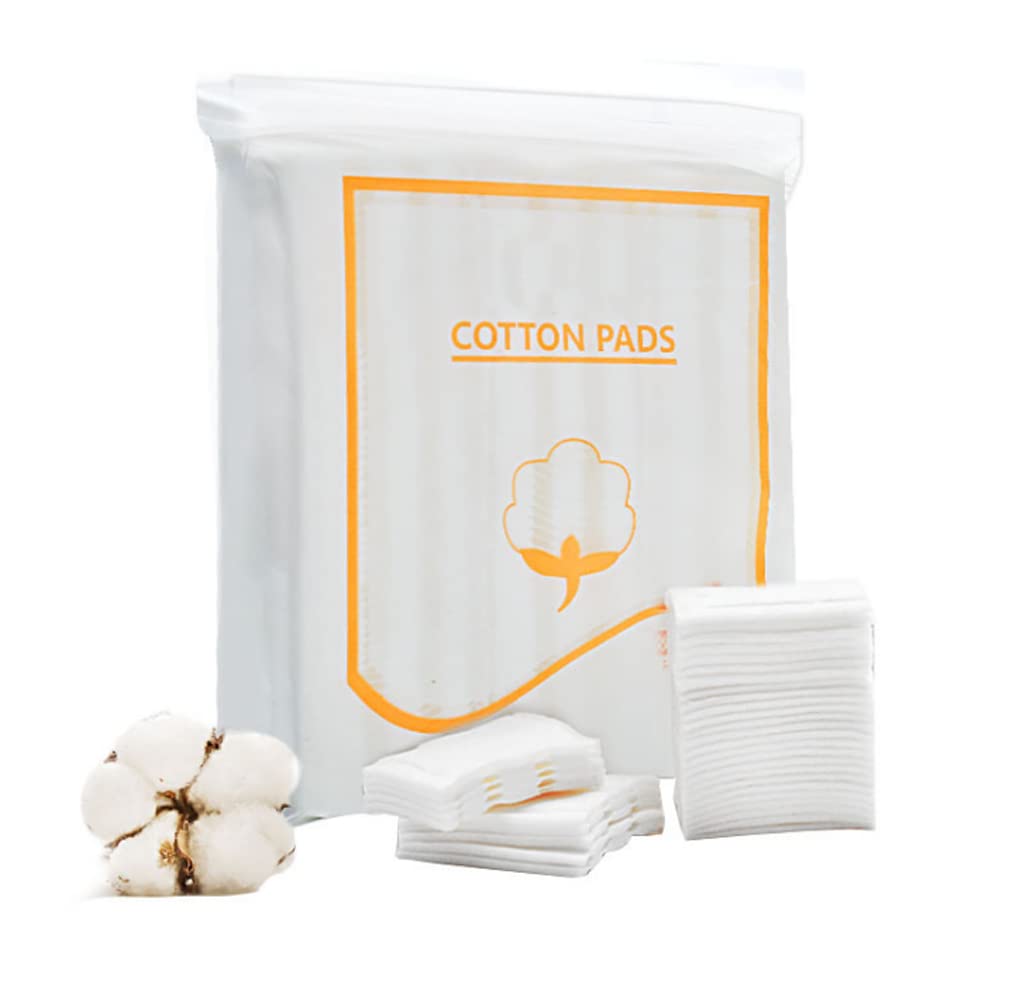 Pack of 200pcs Lint Free Wipes Facial Puff Cosmetic Cotton Pads Square Face Cleansing Pads Wipes Cotton Pieces Cotton Puff for Face Discharge Makeup Skin Clean and Care (White)