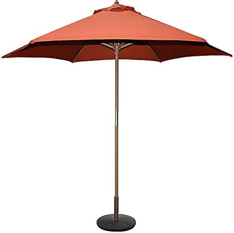 9-Foot Rust/Teak Finish Wood Polyester Weather Resistant Single Wind Vent Patio Umbrella Shade, Dimensions 56 Highx108 Diameter