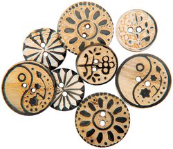 Vision Trims Handmade Bone Buttons 8/Pkg-Circles Carved Designs