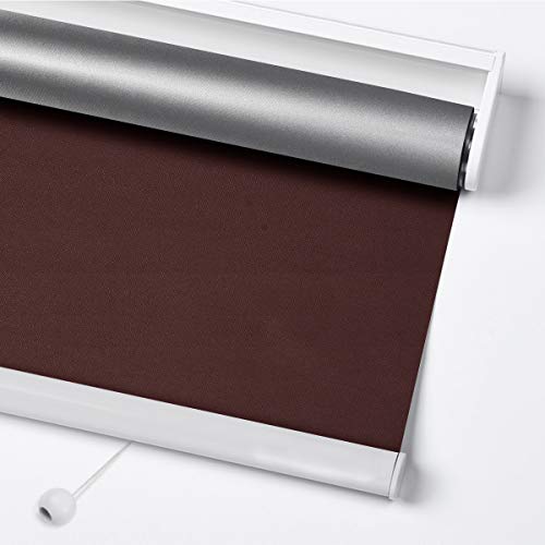Acholo Blackout Roller Shades Black Roller Blinds for Windows 27inch x 72 inch, Cordless Window Roller Shade for Home, Dark Chocolate