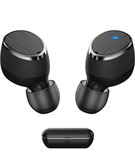 True Wireless Earbuds by [MOZART] / Bluetooth 4.2 Headphones / Noise Cancelling / HD Sound & Mic / Premium TWS Earphones with Memory Foam Tips, Leather Pouch, and Smart Charging Case