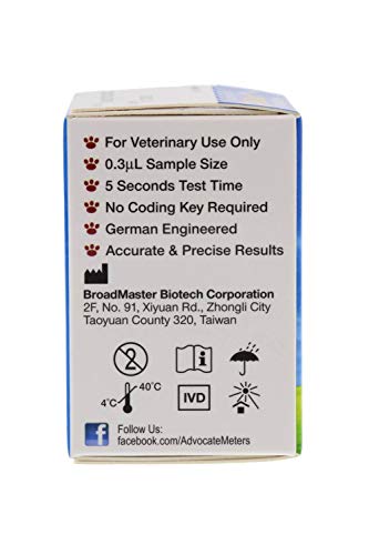 Advocate PetTest Blood Glucose Test Strips & 21G Twist Top Sterile Lancets Combo – Ideal for Vets & Pet Owners - Easy to Use & Calibrated for Dogs/Cats Suffering from Diabetes, 50 Count per Box