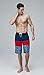 TSLA Men's 11 Inches Swimtrunks Quick Dry Water Beach, Color Block(msb02) - Navy & Red, Large.
