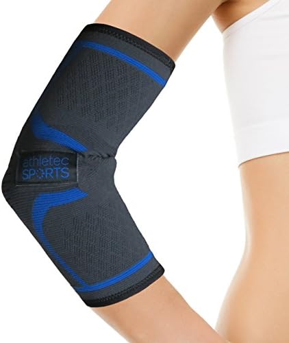 Athletec Sport Elbow Sleeve Compression, Support for Workouts, Arthritis, Tendinitis, Recovery from Tennis and Golfer's Elbow - Size X-Large in Black (Pair)