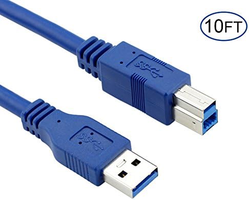 Bluwee USB 3.0 Cable - Type A-Male to Type B-Male - 10 Feet (3 Meters) - Round Blue