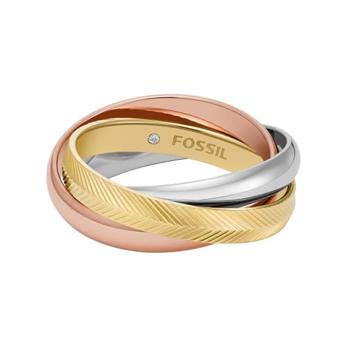 Fossil Womens Harlow Multicolor Stainless Steel Ring, JF048079985