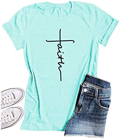 Women's T-Shirt Casual Short Sleeve Letter Printed Summer Cute Graphic Tee Tops