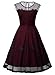 Miusol Women's Retro Floral Lace Slim Evening Cocktail Party Dress (Medium, Wine)