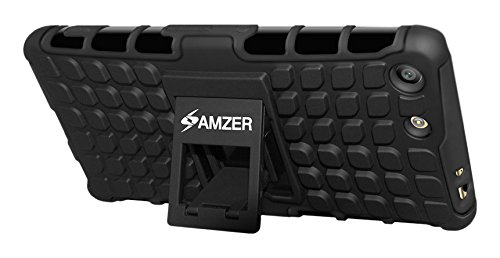 AMZER Hybrid Warrior Case with Kickstand for Sony Xperia M5 - Retail Packaging - Black