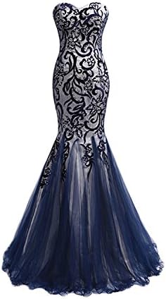PromMe 2016 New Style Prom Dresses Mermaid Sweetheart Floor Length Tulle Size 0 US Dark Navy