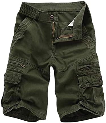 POHOK Men Shorts Multi-Pocket Summer Fashion Mid-Rise Men's Shorts Loose Casual Tooling Pants