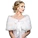 EQLEF Faux Fur Wrap Shawl Shrug Ivory Lady Gift with Satin Bowknot for Bridal-S Length 37.4'', Width 11''