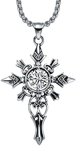 Blazers Jewelry 1985 - White Horse Army Knight Round Cubic Zirconia Stainless Steel Necklace