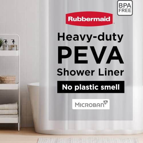 Rubbermaid Frosty Shower Curtain Liner, Waterproof Heavyweight 8g PEVA Shower Liner for