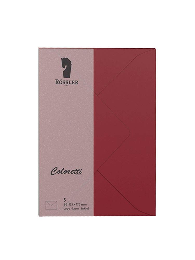 Rössler colouretti envelopes, 80 g/m², B6, Pack of 5 red — image 1