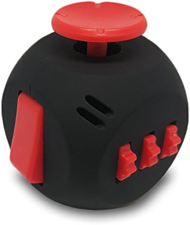 Fidget Cube Toy 6 Sides Stress and Anxiety Relief Relax for Children and Adults ADD ADHD OCD and Autism Focus Distraction - BlackRed