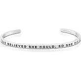 MantraBand Bracelets - Inspirational Engraved Adjustable Mantra Band Cuff Bracelet - Silver color - Gifts for Women…