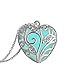 Glow in the Dark (Aqua Blue) Heart Pendant with Necklace. Silver Plated.