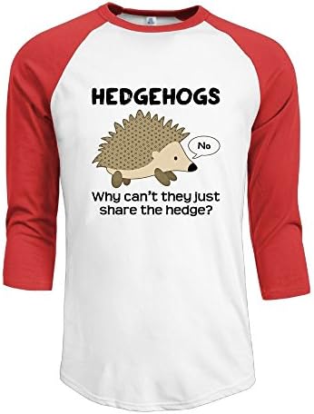 Anraglan Cant Hedgehogs Share The Hedge Men's 3/4 Sleeve Jersey Shirt Baseball Tee Raglan T-Shirts L Red