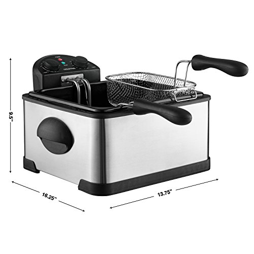 Gourmia GDF450 Compact Electric Deep Fryer 3 Baskets Dual Thermostat