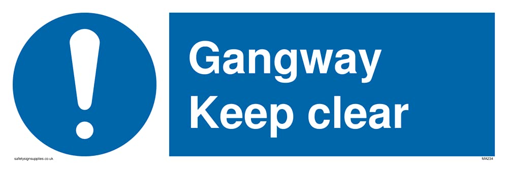gangway keep clear Sign - 300x100mm - L31