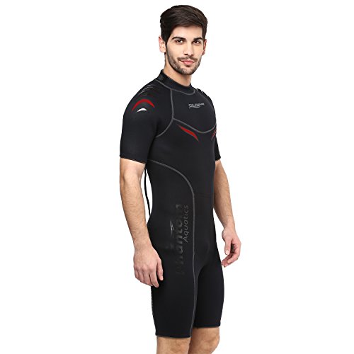 Phantom Aquatics Men's Marine Shorty Wetsuit, Black/Red, XX-Large - Thumbnail 4