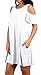 OFEEFAN Women's Cold Shoulder Loose Fit Flowy Style Dress Tshirt Loose Dress White L