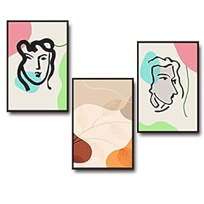 3 Piece Framed Canvas Wall Art for Living Room, Bedroom Mattis and Brutalist Canvas Prints for Modern Home Decoration Ready to Hang - 16"x24"x3 Panels
