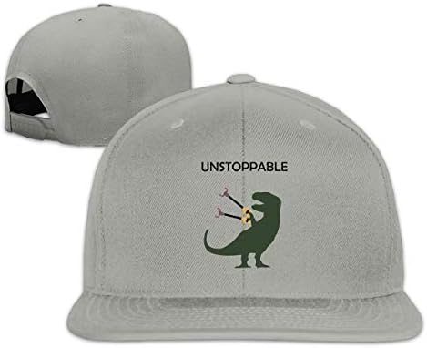 Hip Hop Flat Brim Hat Dinosaur T-Rex 100% Cotton Adjustable Baseball Cap